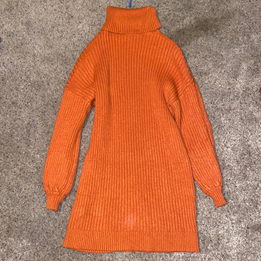 Orange sweater dress